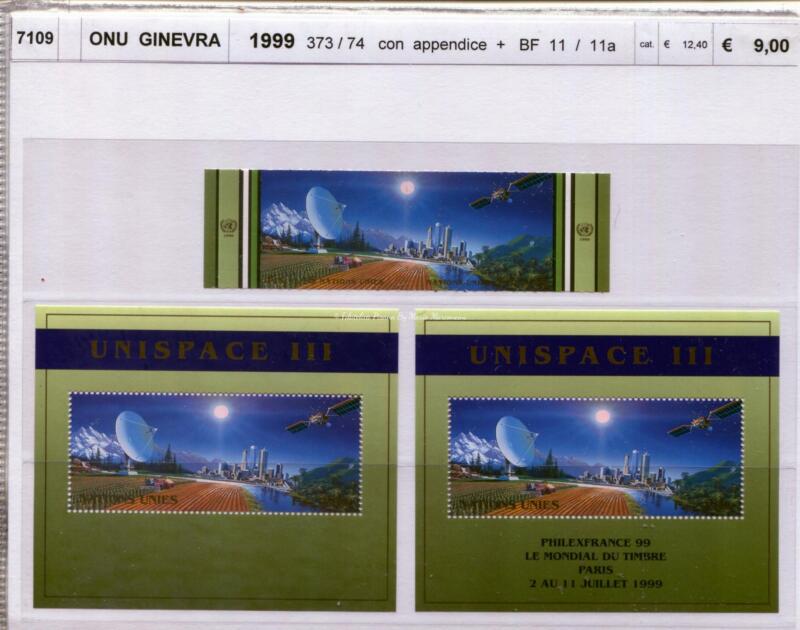 Francobolli Foglietti Nazioni Unite Ginevra  Anno 1999 Tematica Spazio