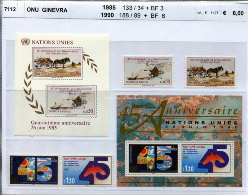 Francobolli Foglietti Nazioni Unite Ginevra Anni 1985 e 1990 Varie emissioni