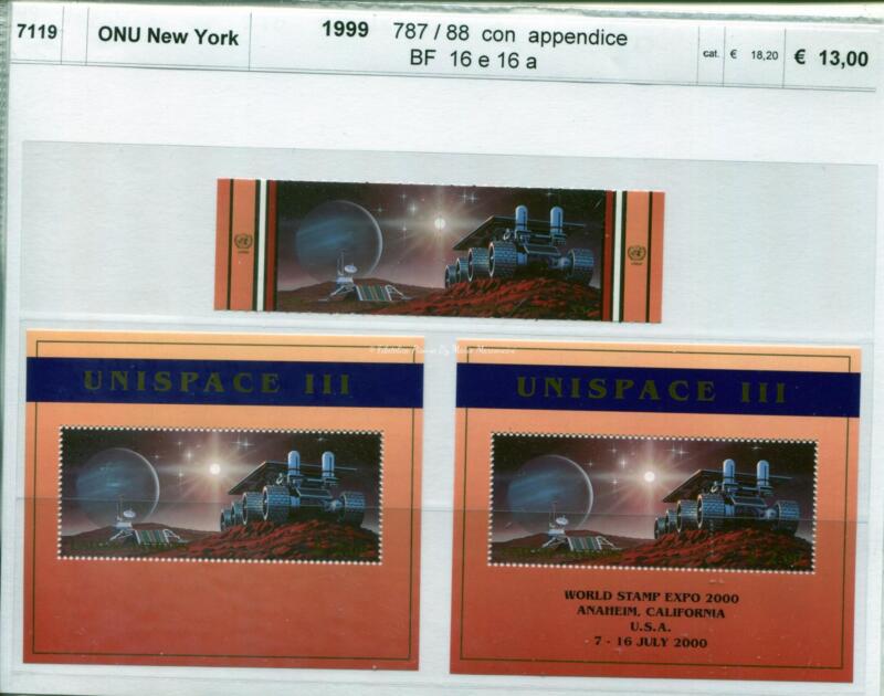 Francobolli Foglietti Nazioni Unite New York Anno 1999 Tematica Spazio