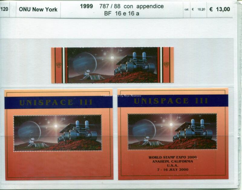 Francobolli Foglietti Nazioni Unite New York Anno 1999 Tematica Spazio