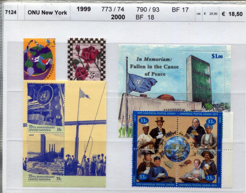 Francobolli Foglietti Nazioni Unite New York Anni 1999 e 2000 Varie emissioni