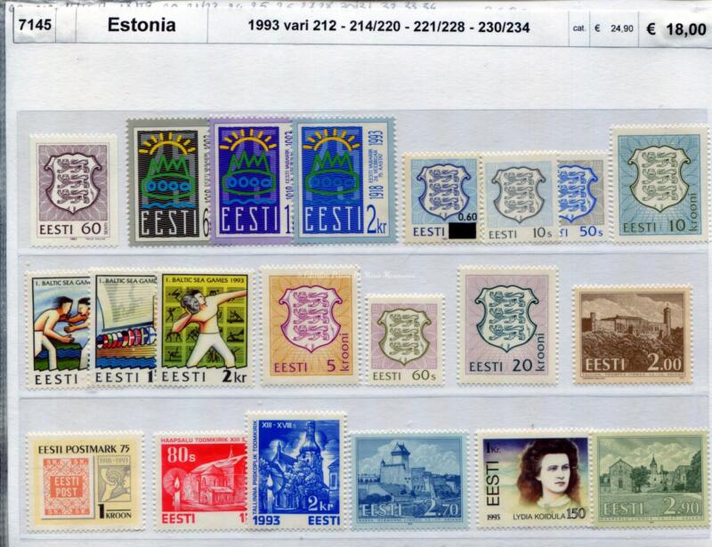 Francobolli Estonia Anno 1993 Varie emissioni