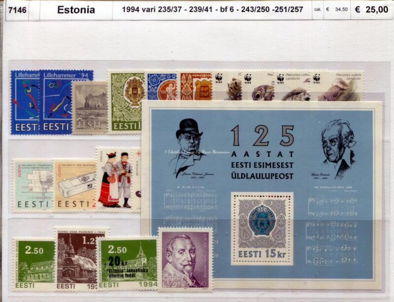 Francobolli e Foglietto Estonia Anni 1994 Varie emissioni