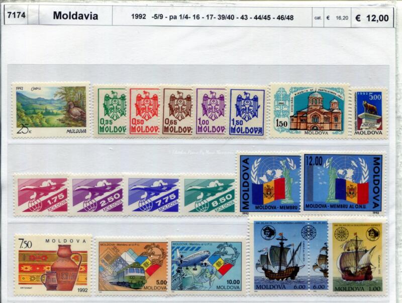 Francobolli Moldavia Anno 1992
