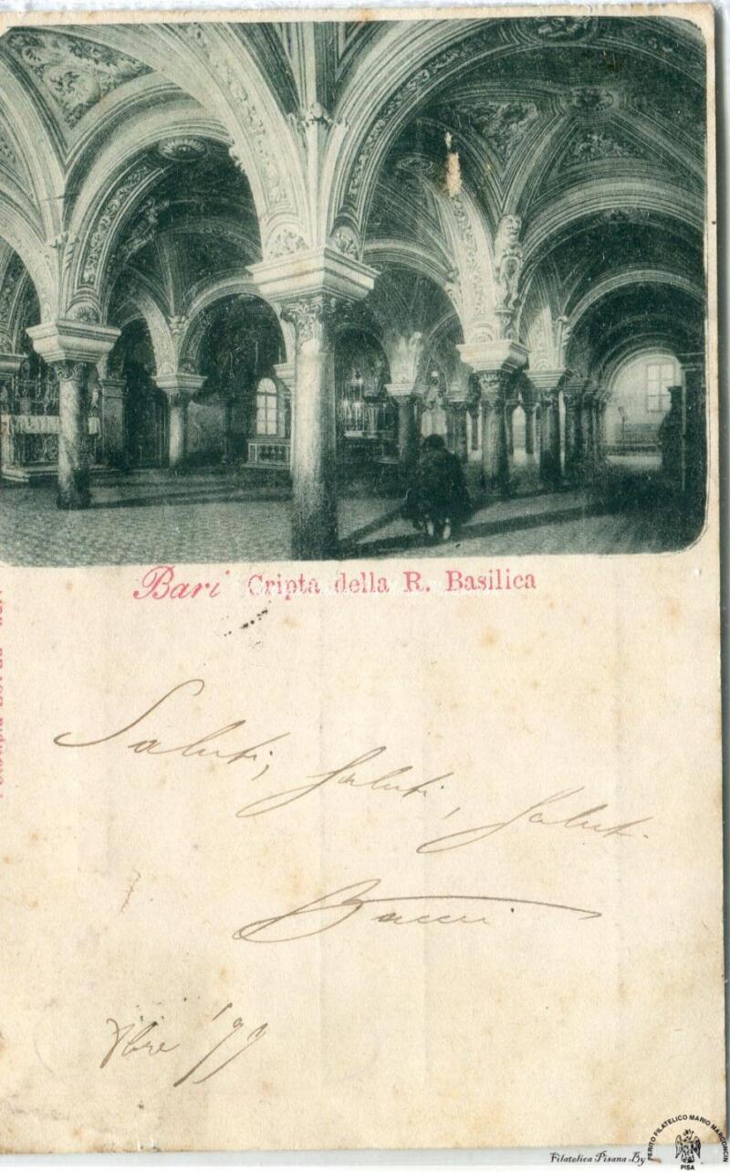 Cartolina illustrata. Bari - Cripta della R. Basilica