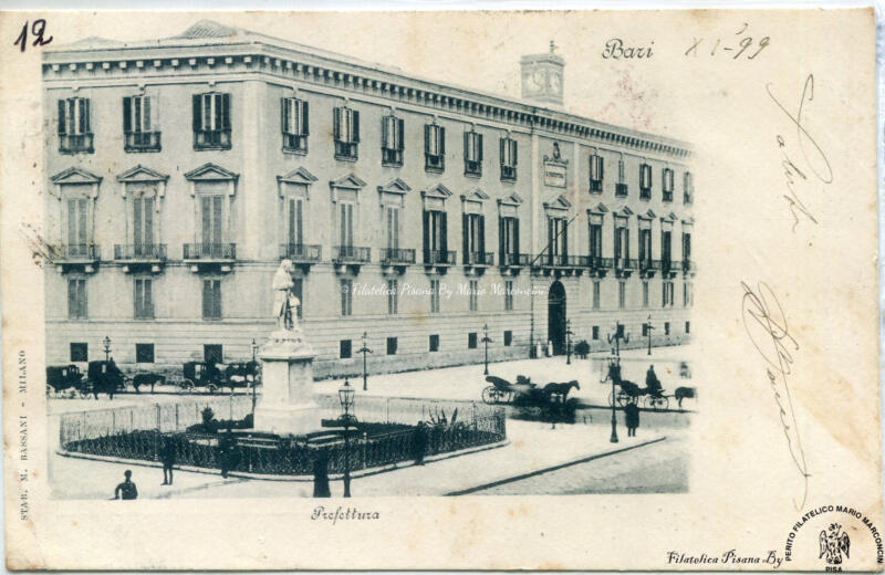 Cartolina illustrata. Bari - La Prefettura