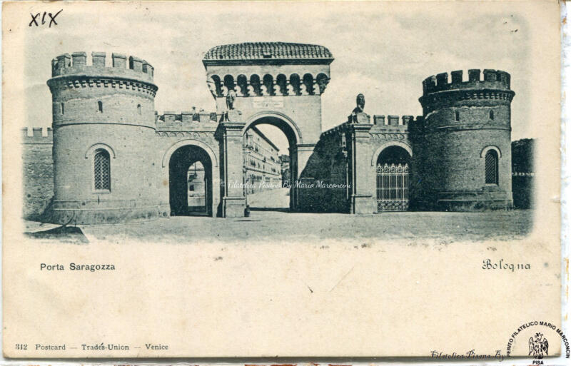 Cartolina illustrata. Bologna - Porta Saragozza