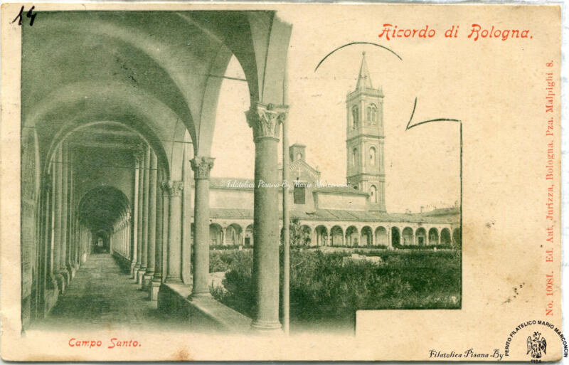 Cartolina illustrata. Bologna - Ricordo di Bologna. Campo Santo