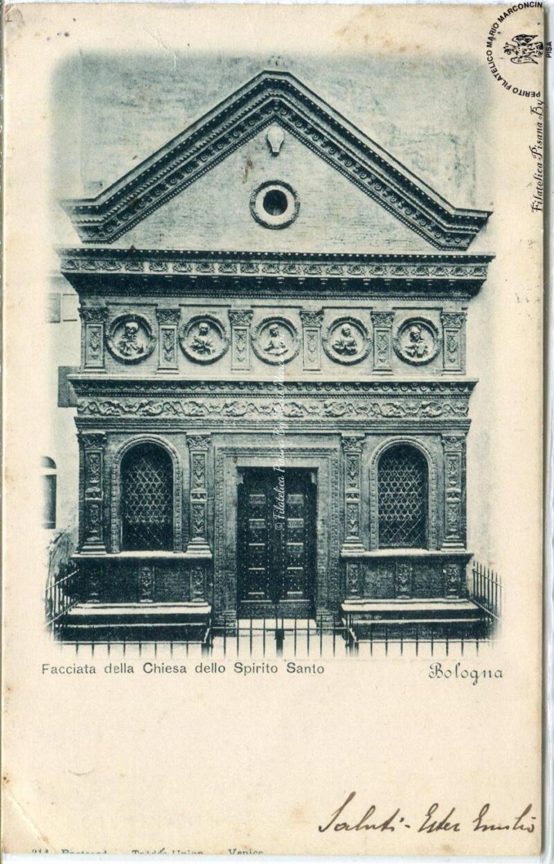 Cartolina illustrata. Bologna - Facciata della Chiesa dello Spirito Santo