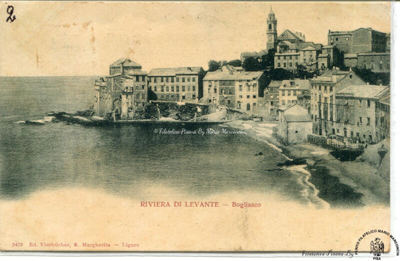 Cartolina illustrata Riviera di Levante. Bogliasco