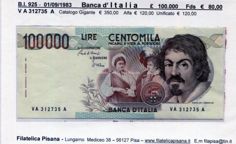 Banconota Italia - data 01/09/1983 - Lire 100.000