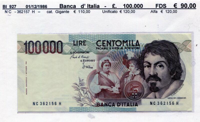 Banconota Italia - data 01/12/1986 - Lire 100.000