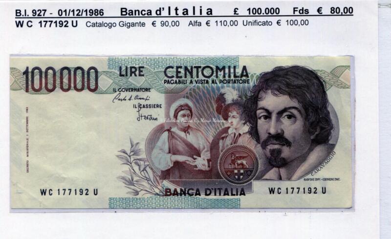 Banconota Italia - data 01/12/1986 - Lire 100.000
