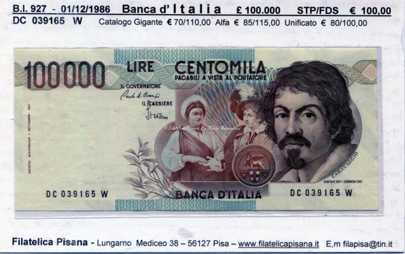 Banconota Italia - data 01/12/1986 - Lire 100.000