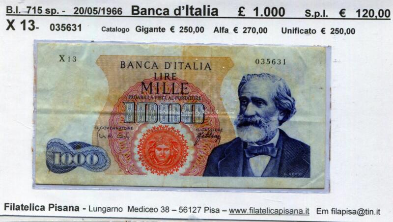 Banconota Italia – Data 04/01/1968 – Lire 1.000