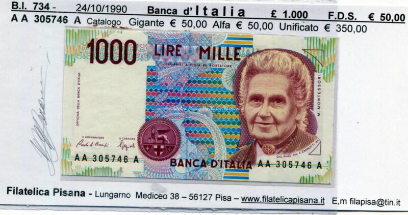 Banconota Italia - Data 24/10/1990 Lire 1.000