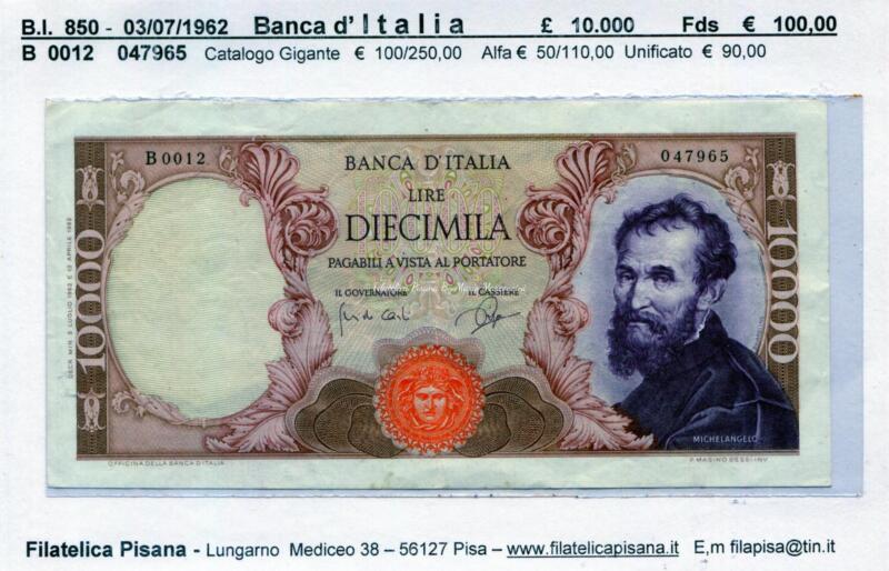 Banconota Italia - data 03/07/1962 - Lire 10.000