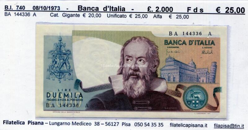 Banconota Italia – Data 08/10/1973 – Lire 2.000