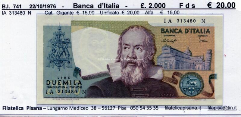 Banconota Italia - Data 20/10/1976 - Lire 2.000