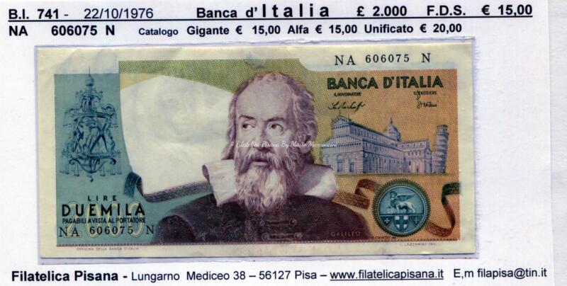 Banconota Italia - data 22/10/1976 - Lire 2.000
