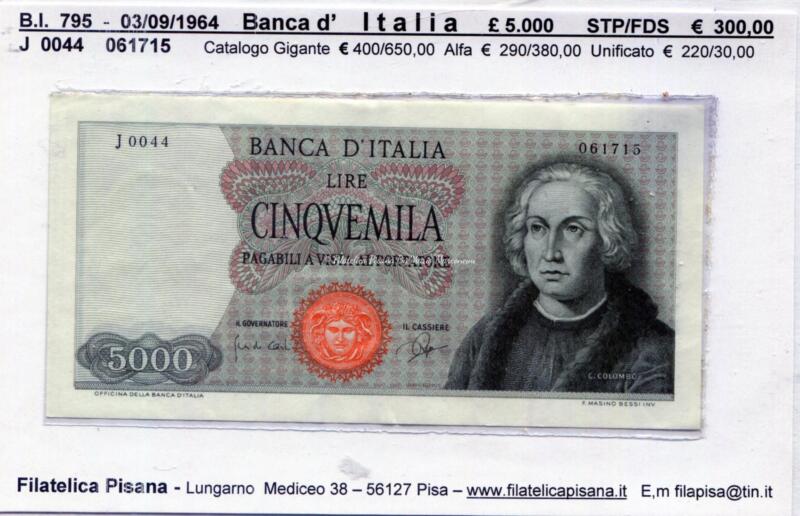 Banconota Italia - data 03/09/1964 - Lire 5.000