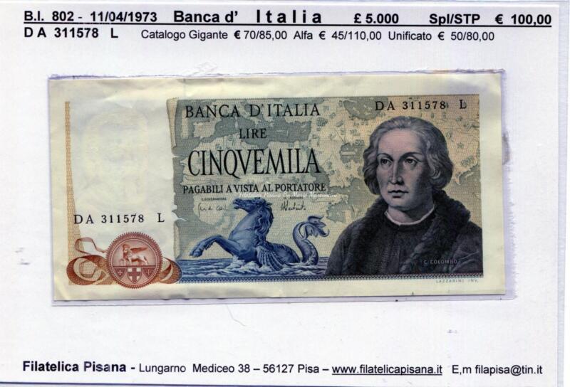 Banconota Italia - data 11/04/1973 - Lire 5.000