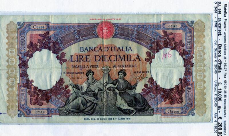 Banconota Italia - Anno 1962 - Lire 10.000
