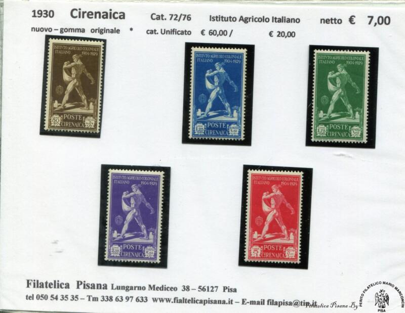 13   Cirenaica   1930   Istituto Agricolo  Italiano  72/76