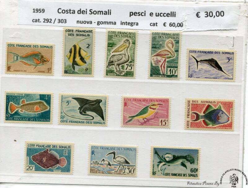 Costa dei Somali   1959   Pesci Uccelli  292 / 303