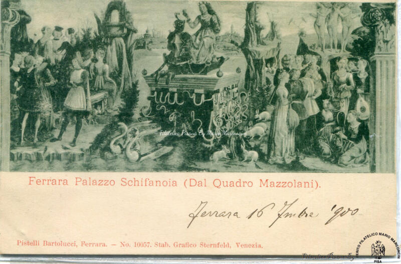 Cartolina illustrata Ferrara. Palazzo Schifanoia (Dal Quadro Mazzolani)