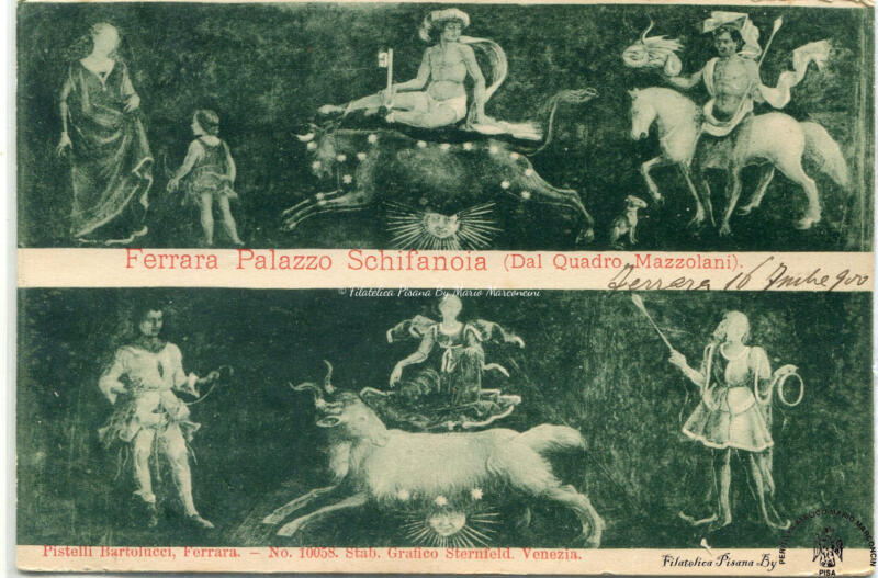 Cartolina illustrata Ferrara. Palazzo Schifanoia (Dal Quadro Mazzolani)