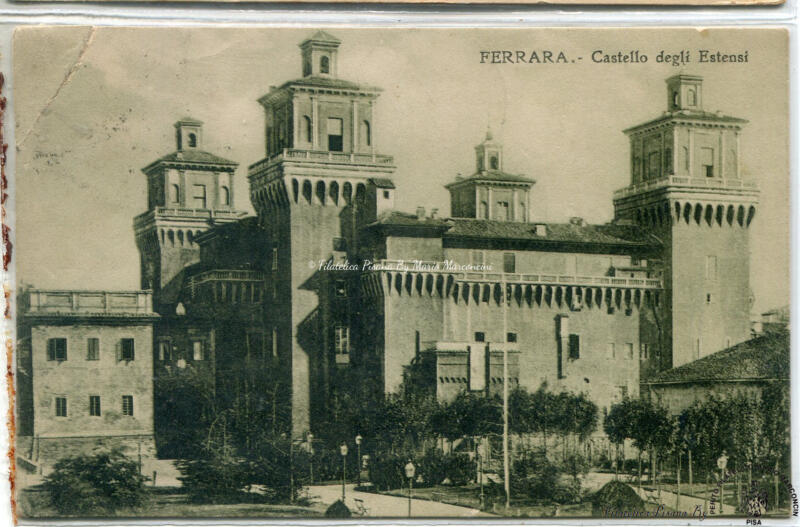 Cartolina illustrata Ferrara. Castello degli Estensi