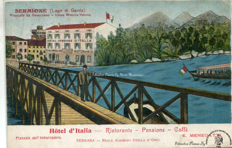 Cartolina illustrata Lago di Garda. Sirmione. Hotel Eden