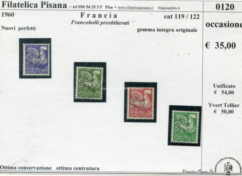 120 Francobolli Francia - Anno 1960 Preobliterati RR