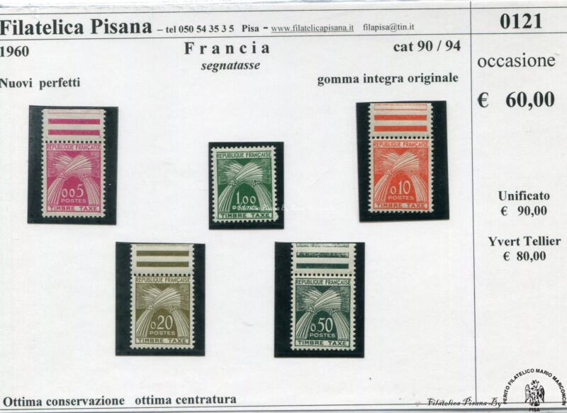 121 Francobolli Francia - Anno 1960 Tasse Serie nn. 90/94