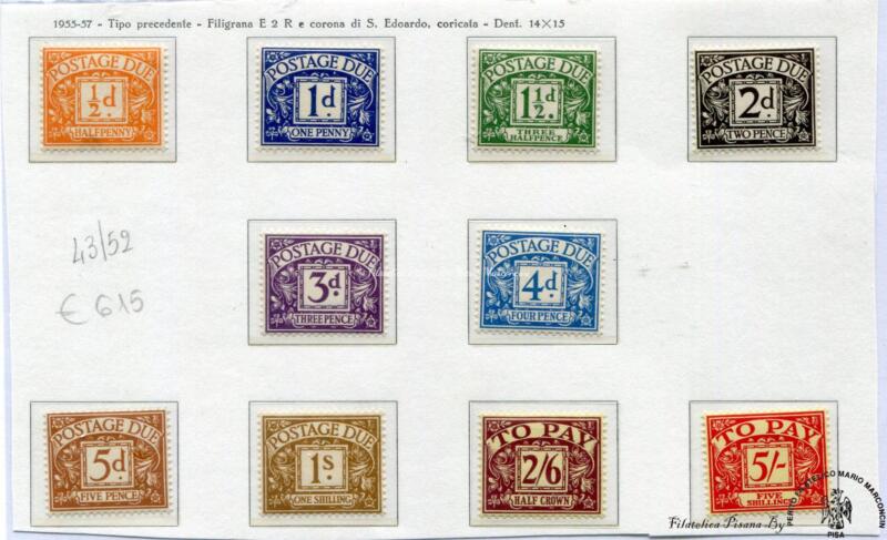 2  Inghilterra  1955/1957  Tasse  43/52  ***