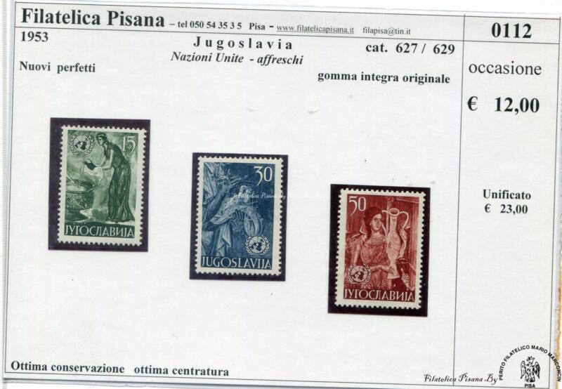 2  Jugoslavia  1953  Nazioni Unite  627/629  ***