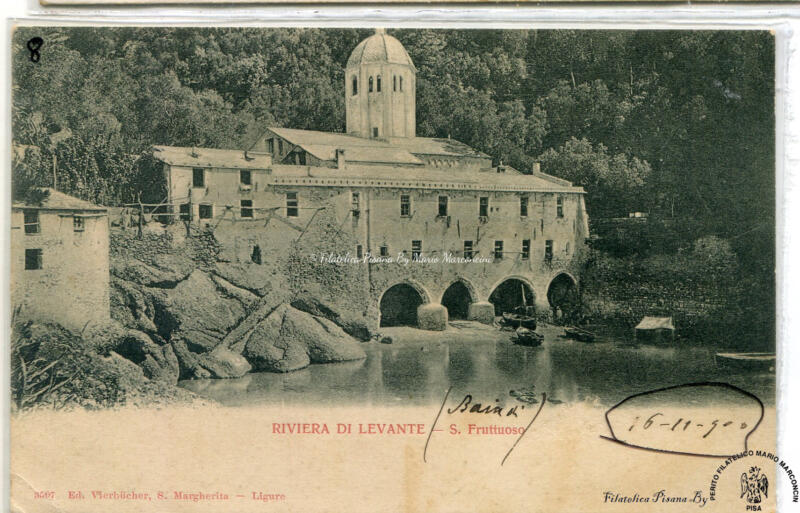 Cartolina illustrata Riviera di Levante. S. Fruttuoso