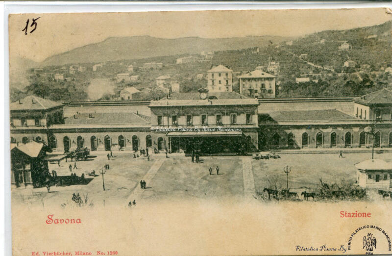 Cartolina illustrata Savona. Stazione