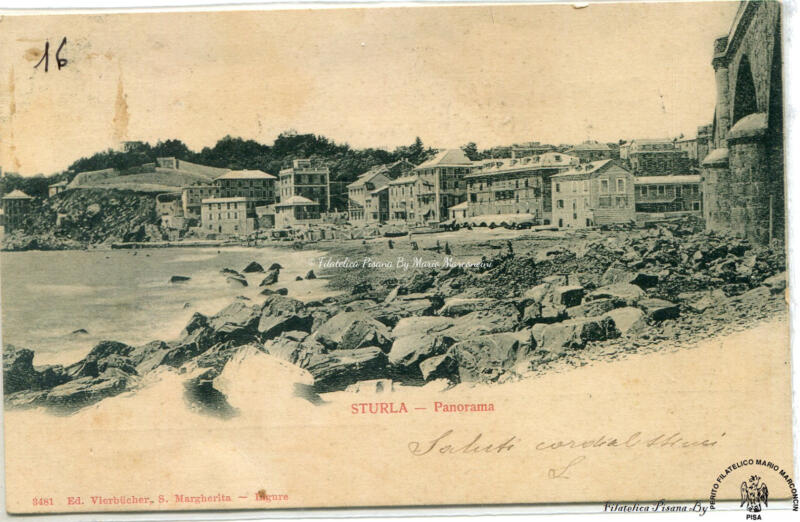 Cartolina illustrata Sturla. Panorama