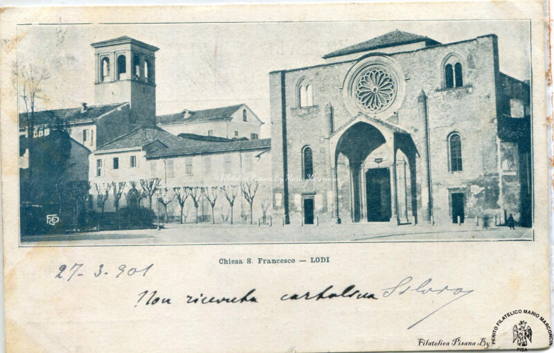 Cartolina illustrata Lodi. Chiesa S. Francesco