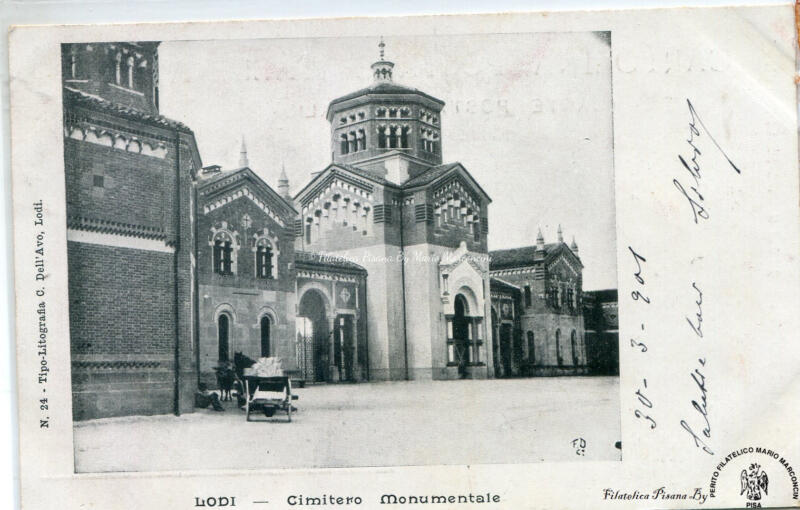 Cartolina illustrata Lodi. Cimitero monumentale