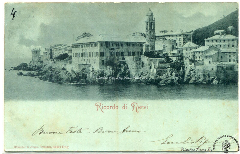 Cartolina illustrata Ricordo di Nervi