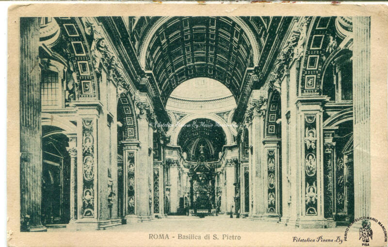 Cartolina illustrata Roma. Basilica di S. Pietro