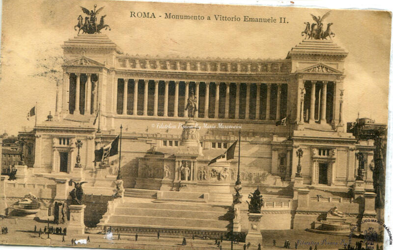 Cartolina illustrata Roma. Monumento a Vittorio Emanuele II (Il Vittoriano)
