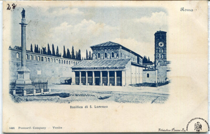 Cartolina illustrata Roma. Basilica di S. Lorenzo