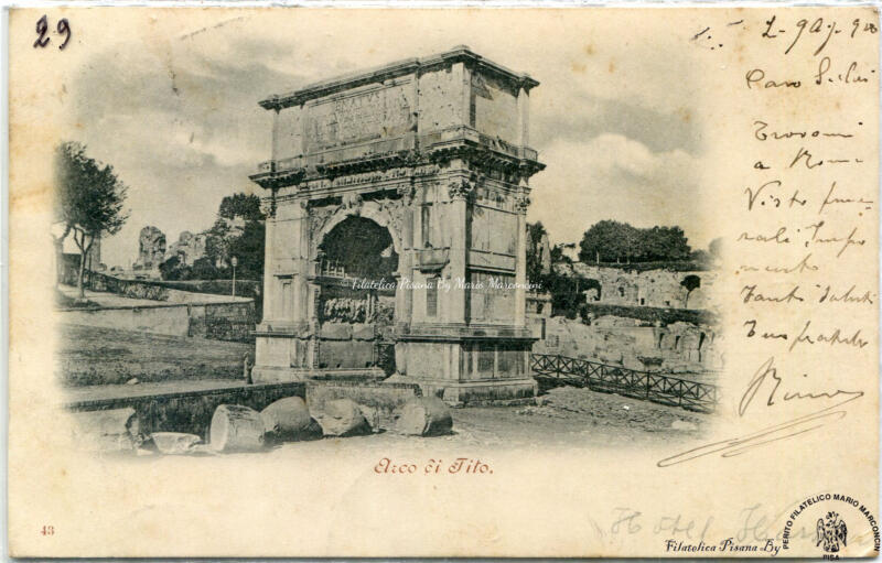 Cartolina illustrata Roma. Arco di Tito