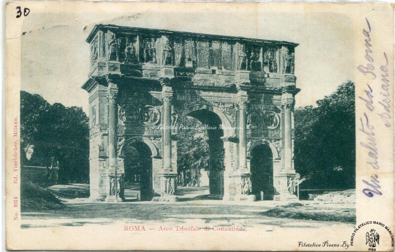Cartolina illustrata Roma. Arco Trionfale di Costantino