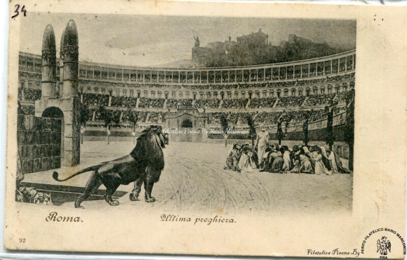 Cartolina illustrata Roma. Ultima preghiera