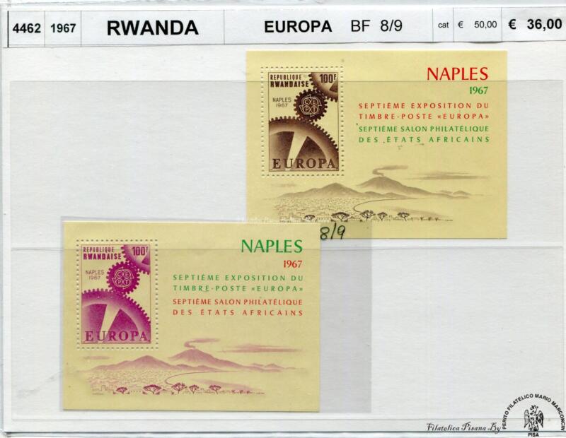 4462 Foglietti Rwanda - Anno 1967 Europa
